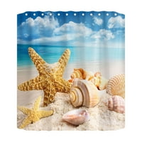 Ocean Beach Print Print завеса с пластмасови куки водоустойчива завеса за душ