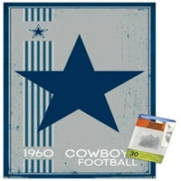 Dallas Cowboys - Retro Logo Stall Poster с Push Pins, 14.725 22.375