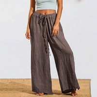 Небрежни панталони с пълна дължина за женски клирънс под твърд цвят дълъг панталон с висок цвят на талията