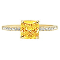 2. CT Brilliant Asscher Cut Clear Simulated Diamond 18K Yellow Gold Politaire с акценти пръстен SZ 3.5