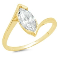 2. CT маркиза отрязано ясно симулиран диамант 18k жълто злато годишнина годежен пръстен размер 4.75