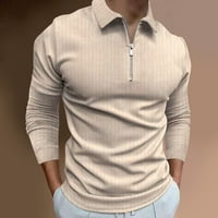 Поло ризи за мъже ежедневни цип Топ риза завой надолу яка Блуза ивица печатни блуза полос риза мода официална риза