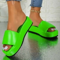 Дамски сандали gnobogi жени лятна ежедневна платформа чехли дебел дъно плосък моден солиден цвят чехли сандали за жени облечени лято зелено