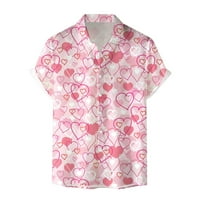 Мъжки ризи мъжки Свети Валентин стил отпечатани къс ръкав хлабав бутон Случайни риза