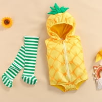 Unise бебешки ананасови дрехи без ръкавици с качулка с качулка с качулка с качулка
