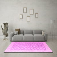 Ahgly Company Indoor Round Oriental Pink Modern Area Rugs, 4 'кръг