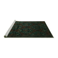 Ahgly Company Machine Pashable Indoor Rectangle Persian Turquoise Blue Traditional Area Rugs, 7 '10'