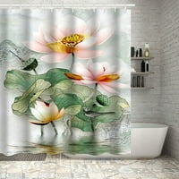mnjin баня душ завеса абстрактно цвете цвят душ завеса баня дял завеса водоустойчив полиестер плат Плат завеса завеса a