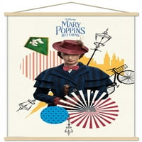 Disney Mary Poppins се завръща - Плакат на Mary Wall с дървена магнитна рамка, 22.375 34