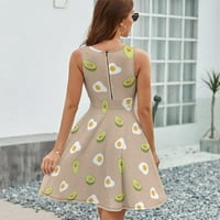 Яйце и авокадо женска резервоар рокля мини опаковка v шия без ръкави лято забавен слънчев разрез