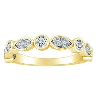 Карат кръг бял естествен диамант Маркиз стил венчална халка пръстен в 14к Плътен жълто злато пръстен размер-5
