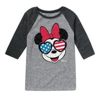 Disney - Americana - Графични тениски на Minnie Flag - Toddler and Youth Raglan