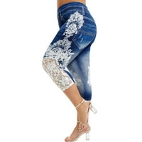 Мрат жени тренировка панталони Каприс йога панталони мода дами плюс размер Дантела печатни снаждане ластик ежедневни гамаши панталони женски панталони тренировка Тъмно синьо ХХХХЛ