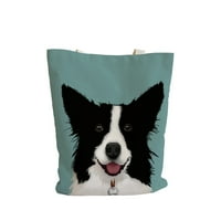 Животни Кучета платно пазарска чанта - Плаж пазарска чанта - уикенд чанта за пътуване - за жените Сладък естетически Плаж пазарска чанта