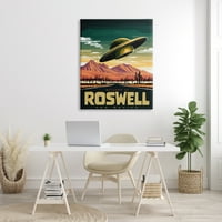 Спиеви индустрии добре дошли Roswell New Mexico Travel & Places Painting Gallery Wrapped Canvas Print Wall Art