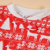 TSSEIATTE Коледно семейство пижами съвпадащ комплект печат с дълъг ръкав върхове и еластични панталони салони меки спални дрехи