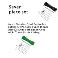 Комплект за сгъване от неръждаема стомана сгъваеми преносими обяд Комплект за вечеря Комплект за многократна употреба Ръстинг вилица лъжица за пръчици за пътуване пикник черно