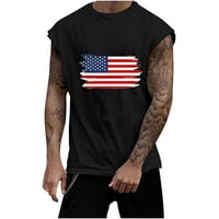 Потници Мъже, американски ризи флаг Мъжки мускулен потник лято без ръкави звезди и ивици слънчоглед печат патриотична риза 4-ти юли Тениски