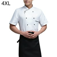 Ирене неизбежен готвач униформа с къс ръкав кухня престилка Двуреден костюми удобни шев ризи За Мъже прост стил за кафе бар бял 4хл