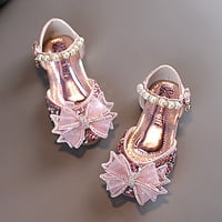 сандали и летни момичета Сандали рокля изпълнение танц обувки плоско дъно светлина окото Лък Размер желе обувки Сандал Розово 12