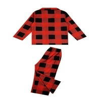 Неизбежно родител-дете спално облекло комплект дълъг ръкав печатни върхове панталони черно и червено каре пижама облекло