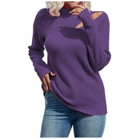 Жените попадат пуловери за жени Горещи продажба клирънс Мода жени твърди Дълъг ръкав пуловер кръг врата Случайни Пуловер върхове