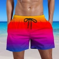 Мъжки бански бански шорти плажни шорти преливащи Къси панталони летни бързо сухи Джобни плажни шорти Хавайски Шорти Червен ххл