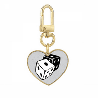 Dice Casino Black White Illustration Gold Heart Keychain Metal Keyring притежател