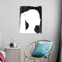 Уинууд студио Мода и Глам Модерен платно изкуство-бяла жена страничен изглед, стена изкуство за хол, спалня и баня, в 24, бяло и черно Начало декор