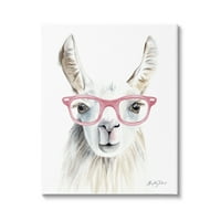 Ступел индустрии Лама носят розови очила случайни животински портрет живопис галерия увити платно печат стена изкуство, дизайн от Кели талант