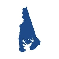 New Hampshire Deer State Sticker Decal Die Cut - самостоятелно лепило винил - устойчив на атмосферни влияния - направен в САЩ - много цветни и размери - Buck Hunt Hunting Pufle NH
