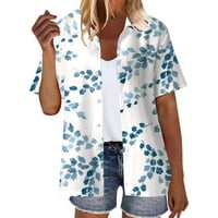коайезне жени лято хавайски ризи меки хладни флорални щампи с къс ръкав бутон нагоре върхове т риза