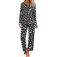 Дамски пижами Комплекти печат дълъг ръкав Топ с дълги панталони лек Салон нощно облекло комплект