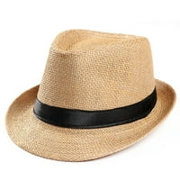 Unitay Unise Trilby Gangster Cap Beach Sun Straw Hat Band Sunhat