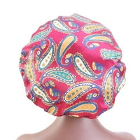 Модни жени флорални двуслойни сатен сатенен шапка за сън капачка за грижа за косата