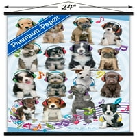 Кийт Кимбърлин - Кученца - Стенски плакат на слушалки с дървена магнитна рамка, 22.375 34