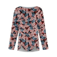 Ръкав графични отпечатъци Блуза ежедневни Мода Кръгли деколте върхове за жени Вино М