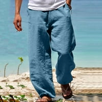 Puawkoer панталони мъже плюс моден размер плажен панталон разхлабени ежедневни крак широки мъжки панталони мъжки къси панталони xl синьо