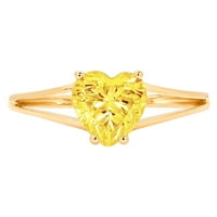 1. КТ брилянтен сърце нарязани ясно симулирани диамант 18К жълто злато пасианс пръстен СЗ 8.5