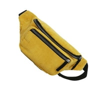 Жълта преносима чанта за талия модна стилна гърди за гърди Corduroy Lady Crossbody торбичка за момиче жена