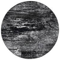 Adirondack Rudyard Abstract Area Rug, Silver Black, 12 '12' Round