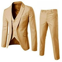 Tiaobug мъжки джентълмен смокинг костюм лапета блейзър бутон надолу жилетка дълги панталони комплект