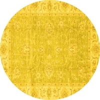 Ahgly Company Indoor Round ориенталски жълти традиционни килими, 3 'кръг