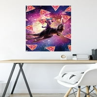 Джеймс Букър - SPACE CAT на Thug on Dinosaur Unicorn Sall Poster с pushpins, 22.375 34