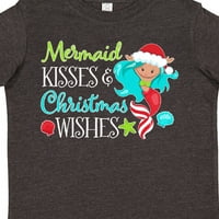 Мастически целувки за русалка и коледни пожелания с подаръци за подаръци за малки деца или тениска за момиче