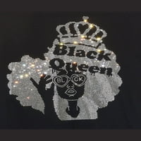 Черна кралица VIP Diva Rhinestone Bling Bling Тениска с къс ръкав за възрастни-2xl