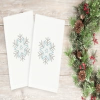 Начало Коледа снежинка бродирани бели турски памучни кърпи за ръце - комплект от 2 броя