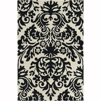 Изпълнен ръчно изпъстрена на художника преходно флорално бяло черно вълново килимче
