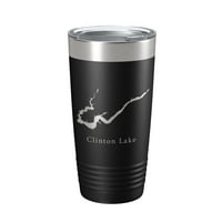 Клинтън езеро Карта Tumbler Travel халба Изолирана лазерна гравирана кафе чаша Илинойс Оз тъмно синьо