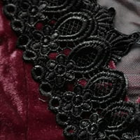 Фунисет жени Стеампънк готическа рокля дантела нагоре разрошени ръкави висока ниска рокля Червено 2хл